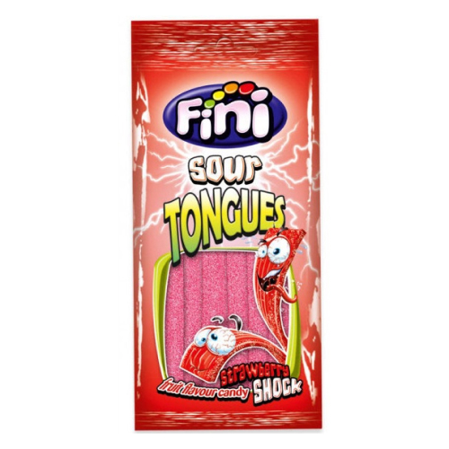 Мармелад жевательный FINI Sour Tongues Strawberry Shock Кислые клубничные язычки , 90г